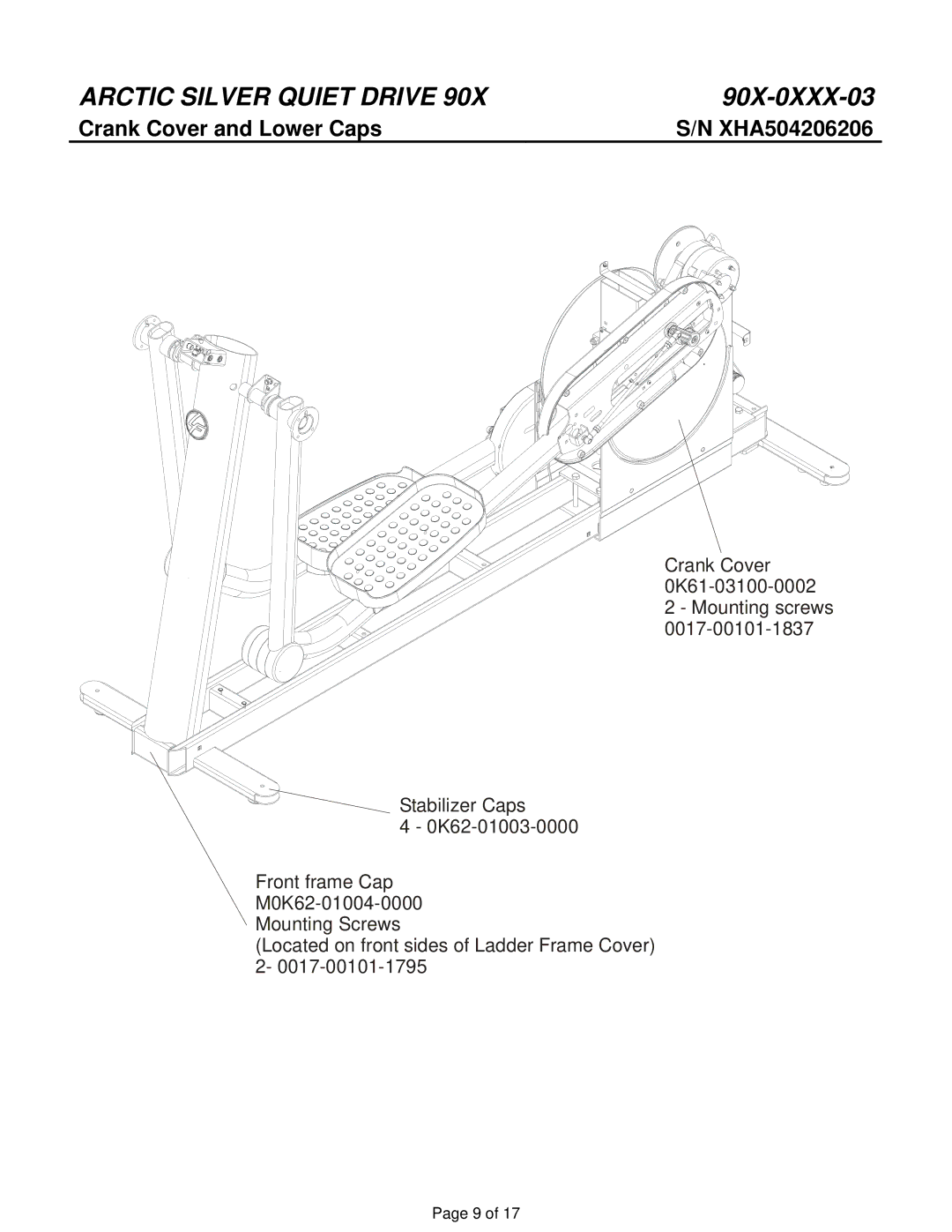 Life Fitness 90X-0XXX-03 manual Crank Cover and Lower Caps 