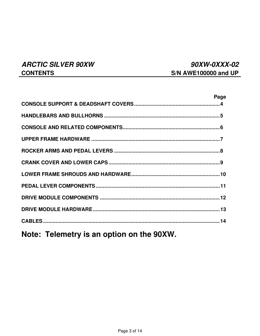 Life Fitness 90XW-0XXX-02 manual Contents 