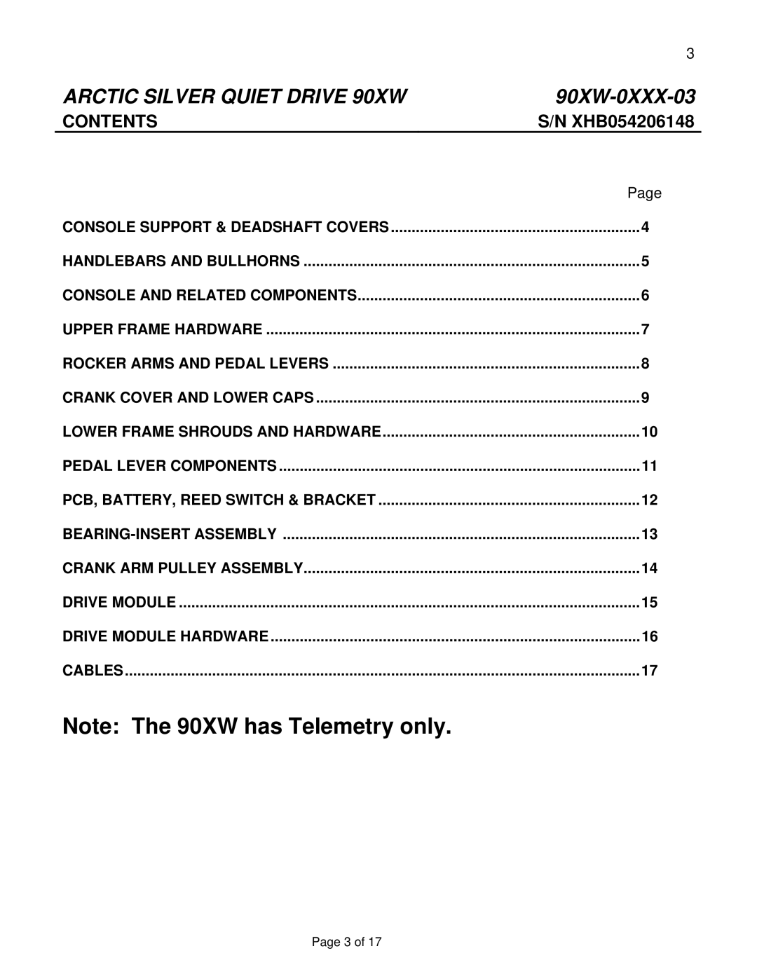 Life Fitness 90XW-0XXX-03 manual Contents 