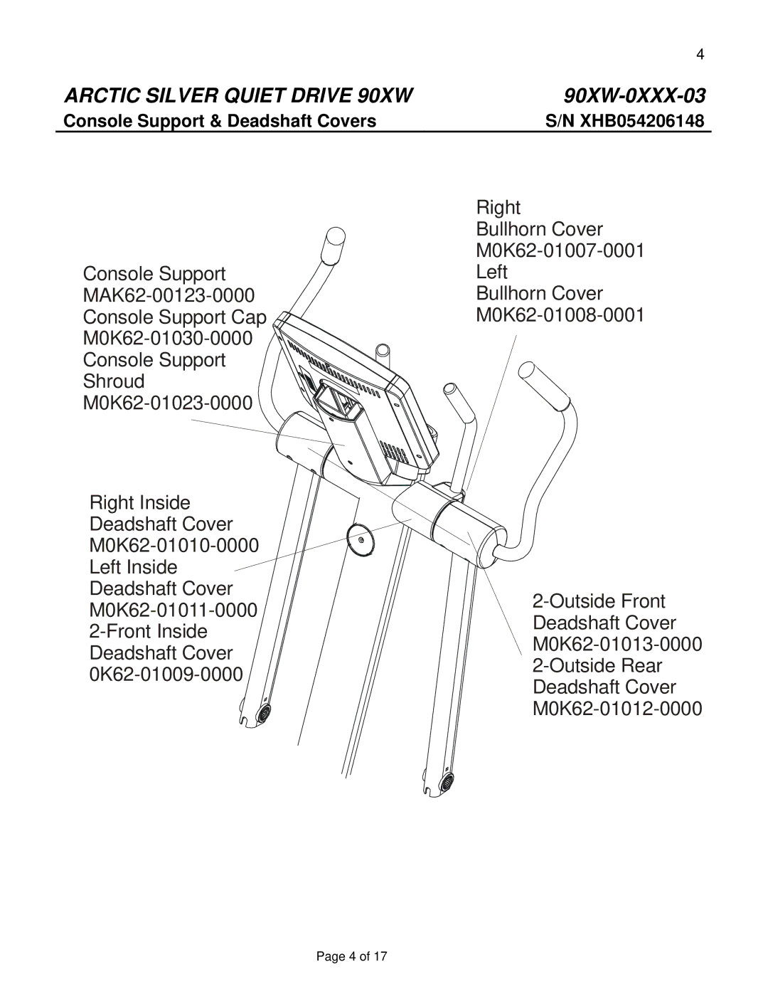 Life Fitness 90XW-0XXX-03 manual Console Support & Deadshaft Covers 