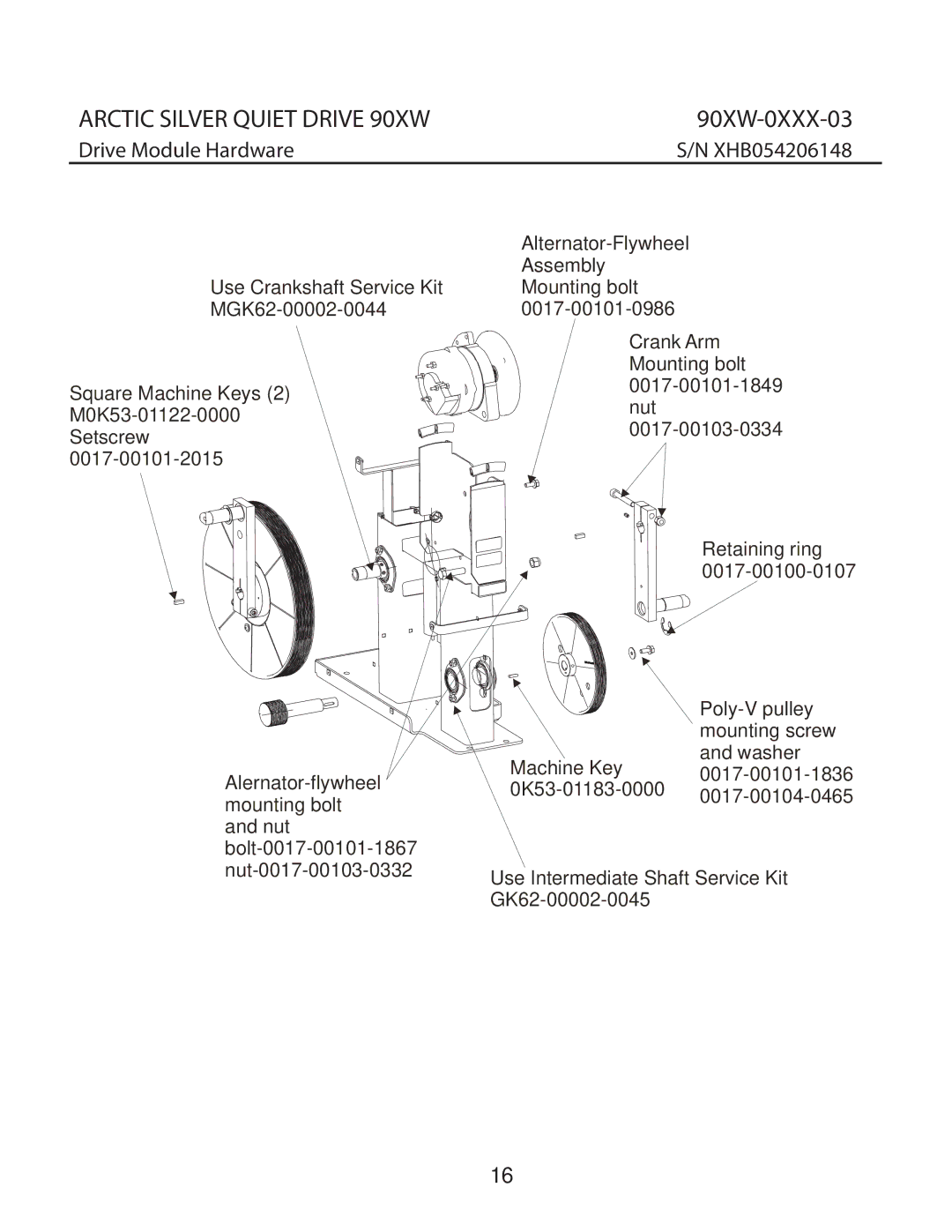 Life Fitness 90XW-0XXX-03 manual Drive Module Hardware XHB054206148 