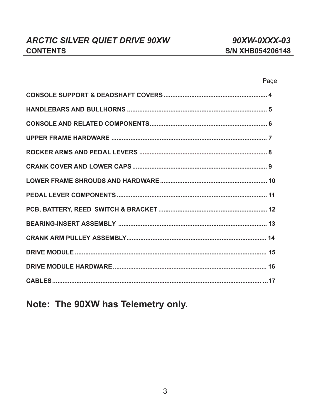 Life Fitness 90XW-0XXX-03 manual Contents 