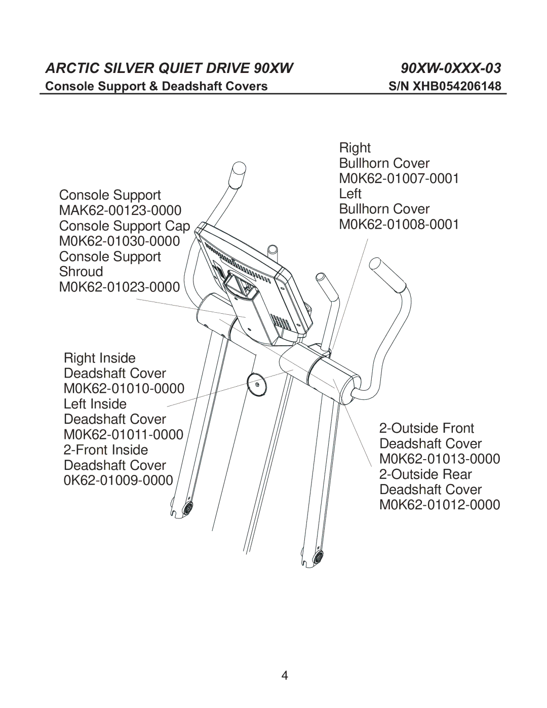 Life Fitness 90XW-0XXX-03 manual Console Support & Deadshaft Covers 