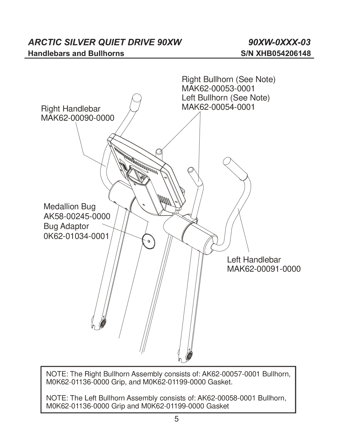 Life Fitness 90XW-0XXX-03 manual Handlebars and Bullhorns 