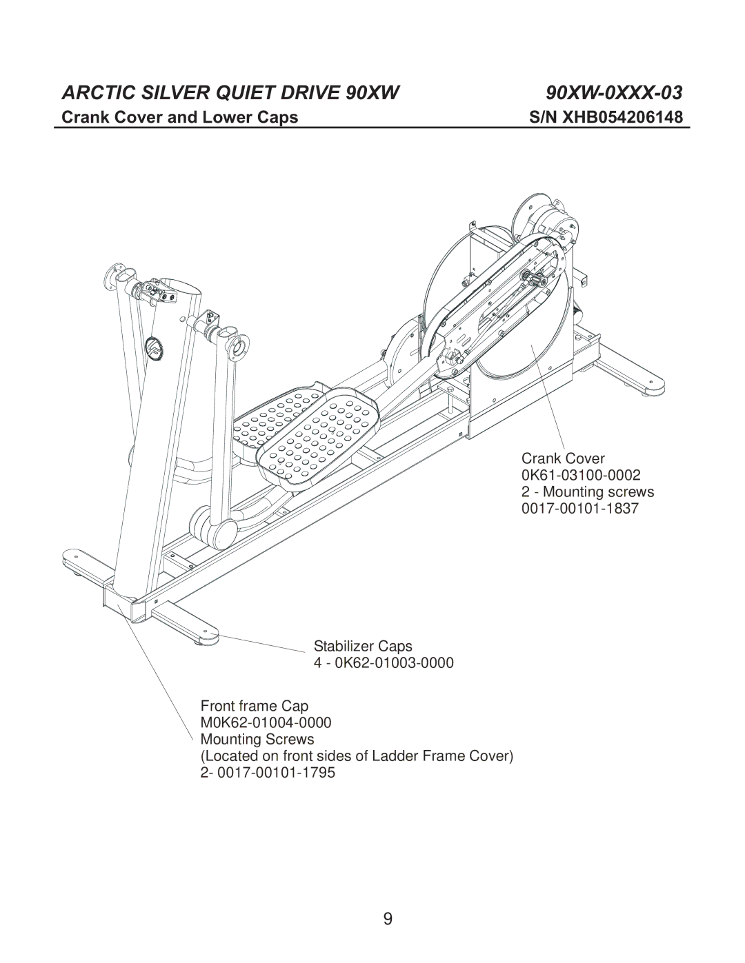 Life Fitness 90XW-0XXX-03 manual Crank Cover and Lower Caps 