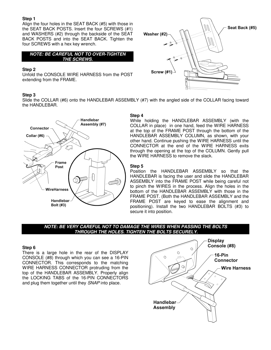 Life Fitness 9100R installation instructions Step, Screws, Through the HOLES. Tighten the Bolts Securely 