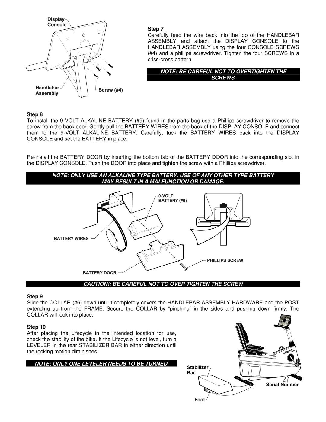 Life Fitness 9100R installation instructions MAY Result in a Malfunction or Damage 