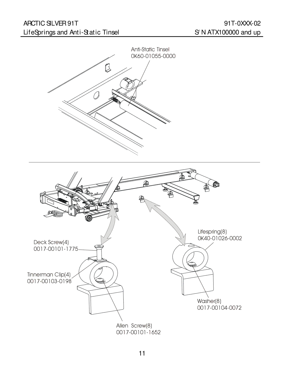 Life Fitness 91T manual LifeSprings and Anti-Static Tinsel 