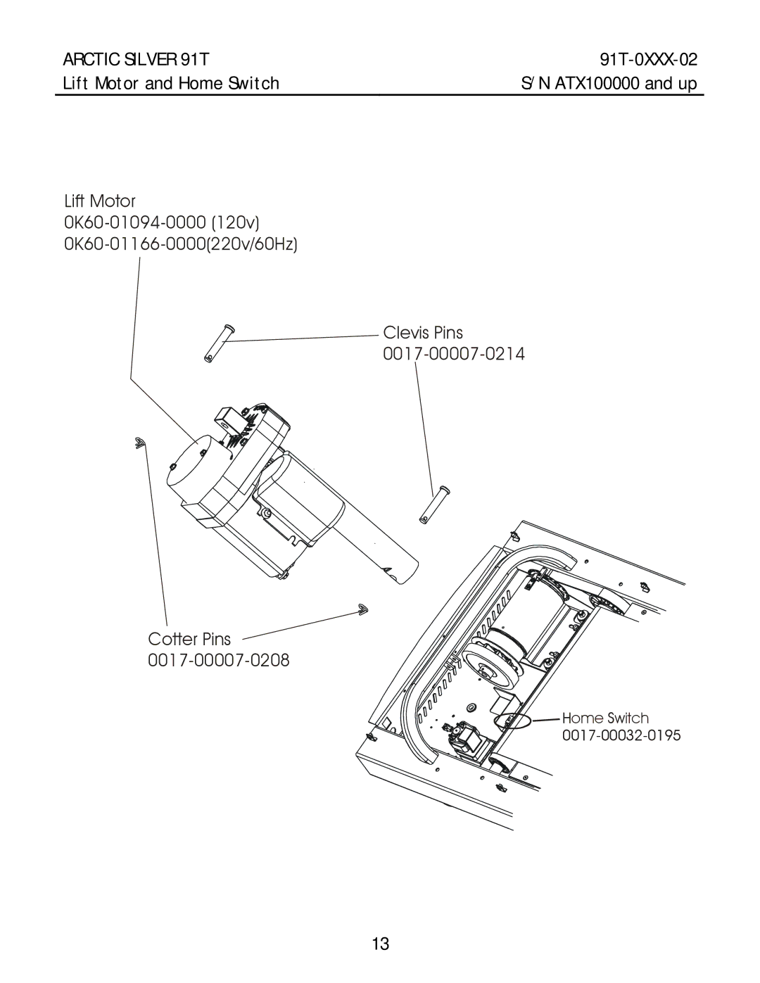 Life Fitness 91T manual Lift Motor and Home Switch 