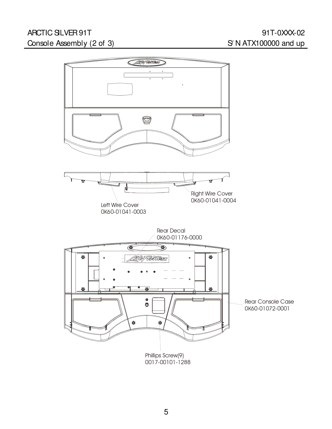 Life Fitness 91T manual Console Assembly 2 