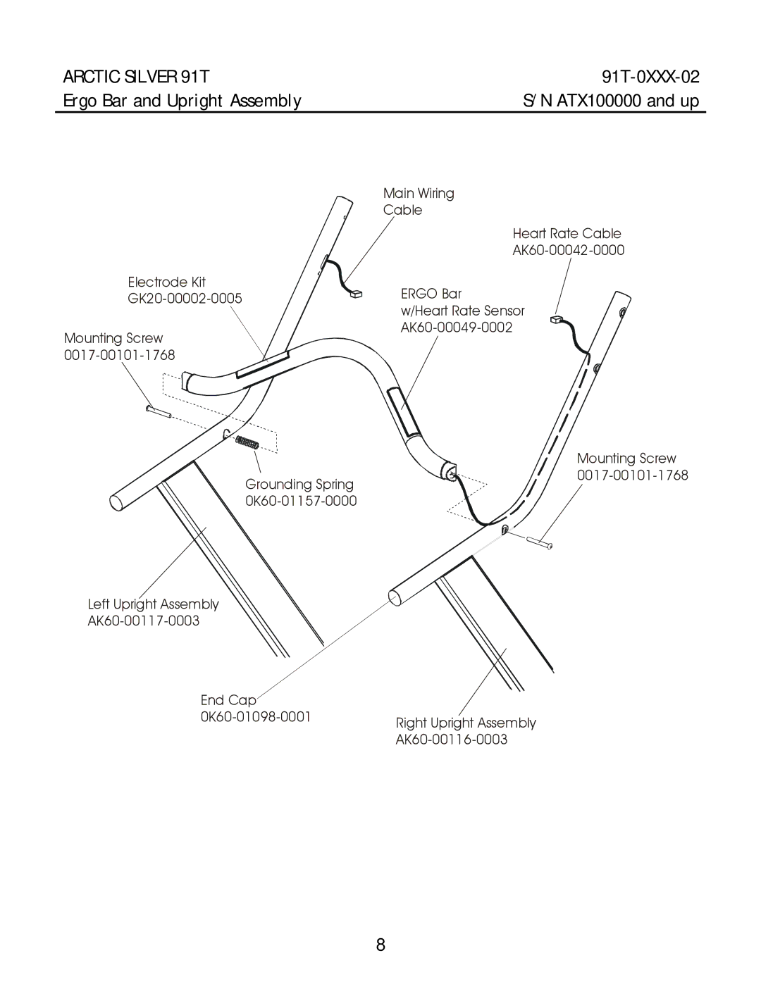 Life Fitness 91T manual Ergo Bar and Upright Assembly 