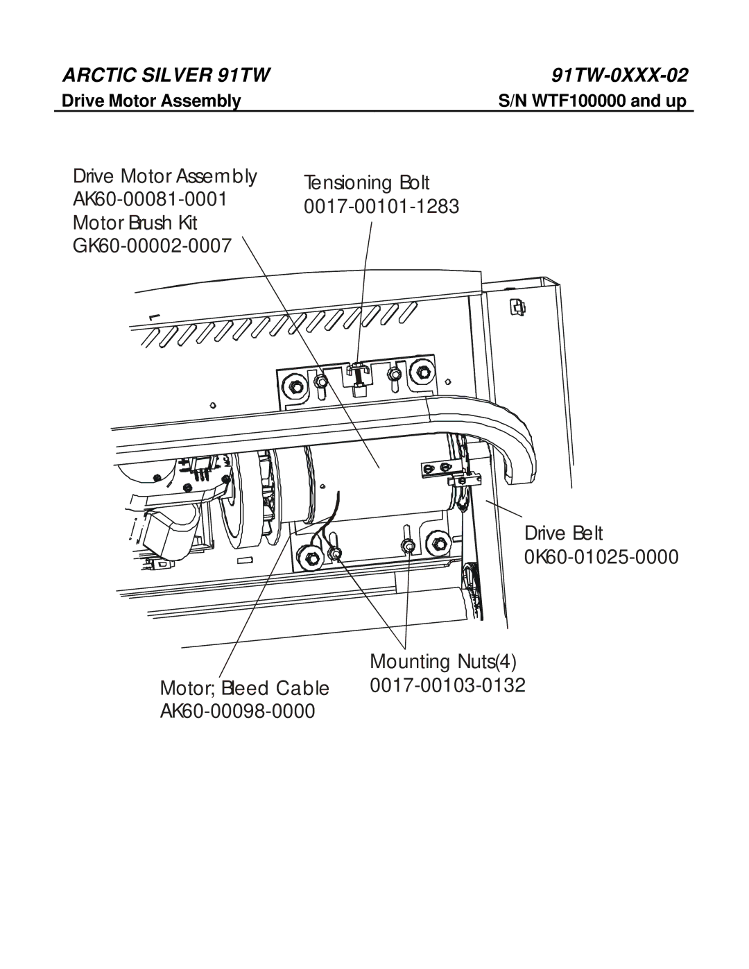 Life Fitness 91TW manual Drive Motor Assembly WTF100000 and up 