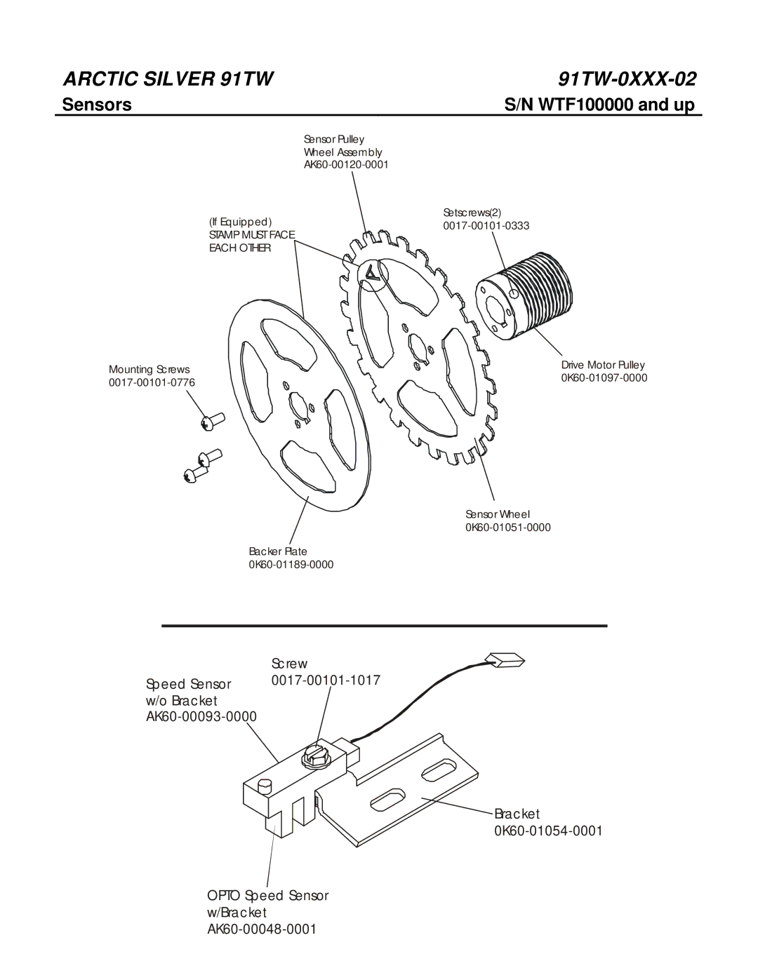 Life Fitness 91TW manual Sensors WTF100000 and up 