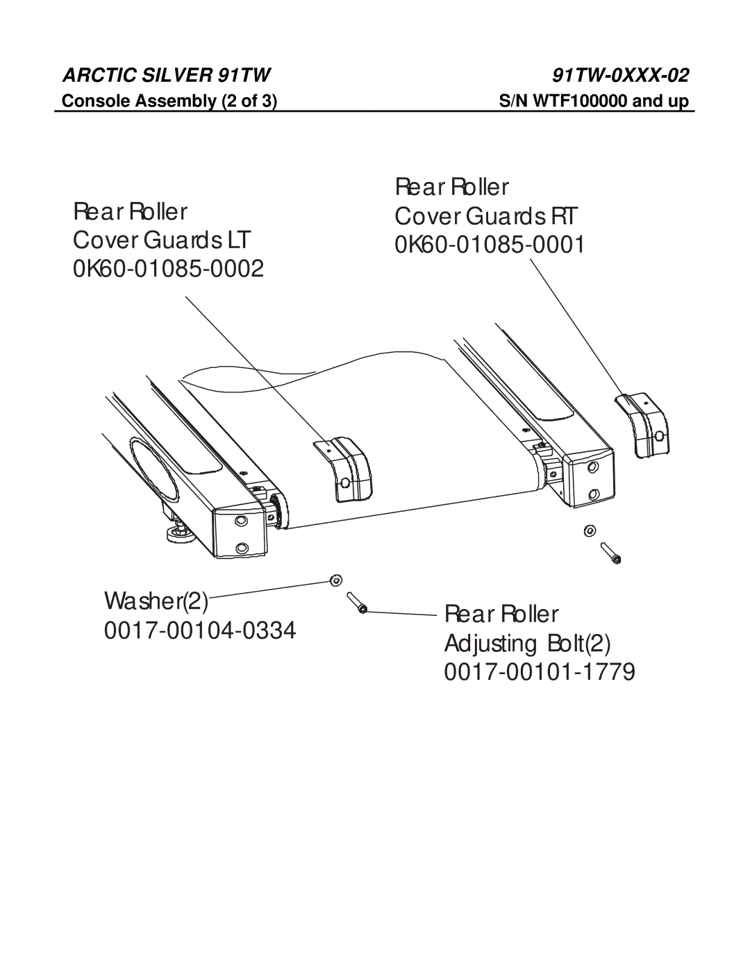 Life Fitness 91TW manual Console Assembly 2 WTF100000 and up 