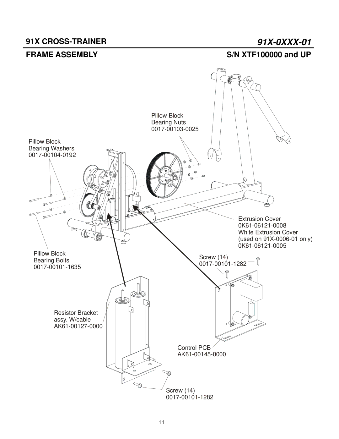 Life Fitness 91X-0XXX-01 manual Frame Assembly 