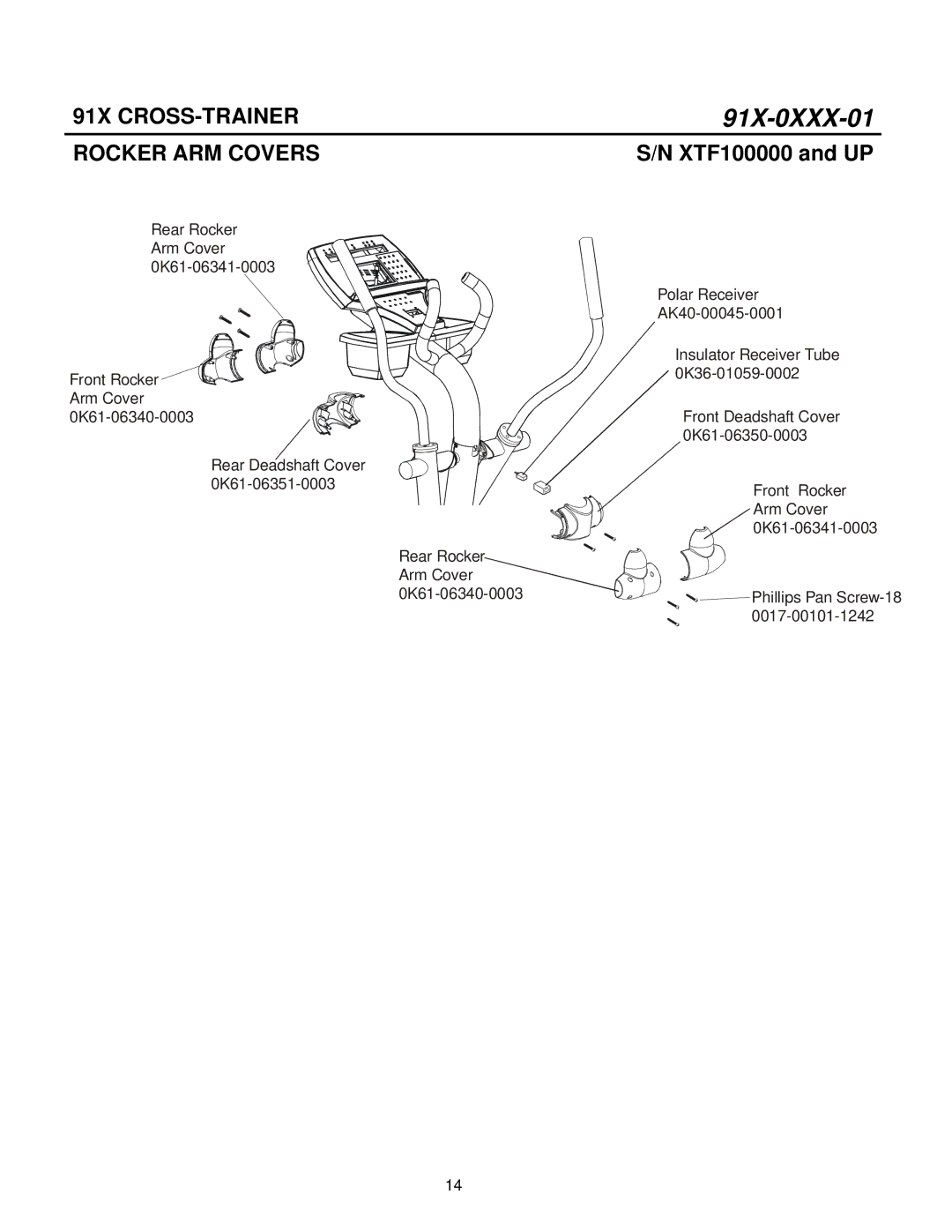 Life Fitness 91X-0XXX-01 manual Rocker ARM Covers 