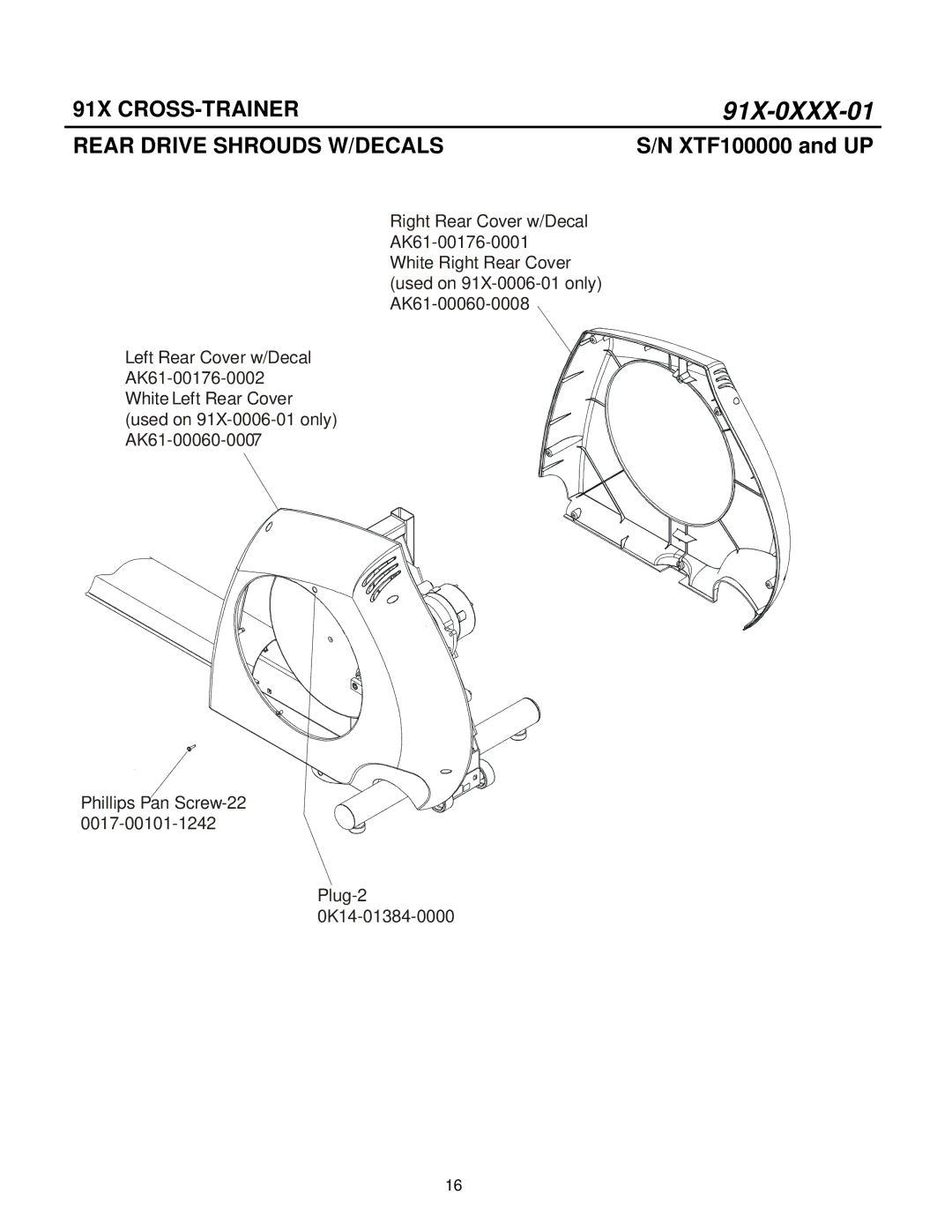 Life Fitness 91X-0XXX-01 manual Rear Drive Shrouds W/DECALS 