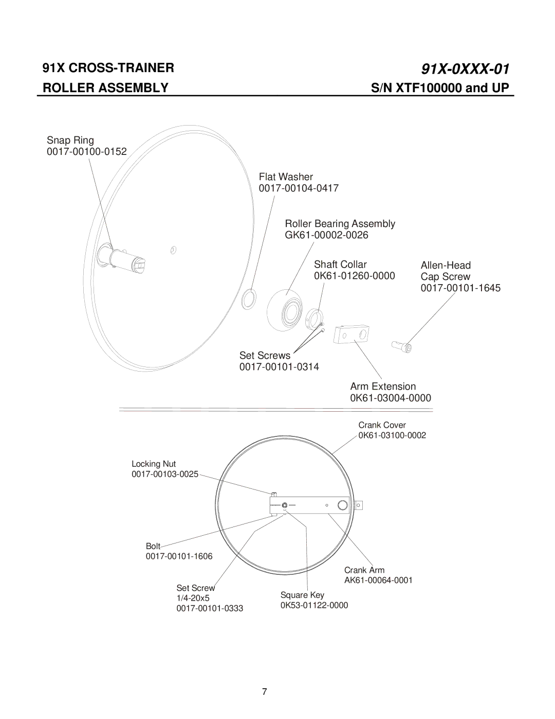 Life Fitness 91X-0XXX-01 manual Roller Assembly 