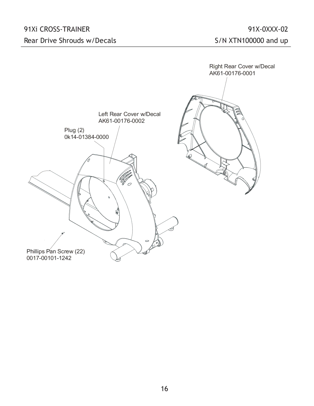 Life Fitness manual 91Xi CROSS-TRAINER 91X-0XXX-02 Rear Drive Shrouds w/Decals 