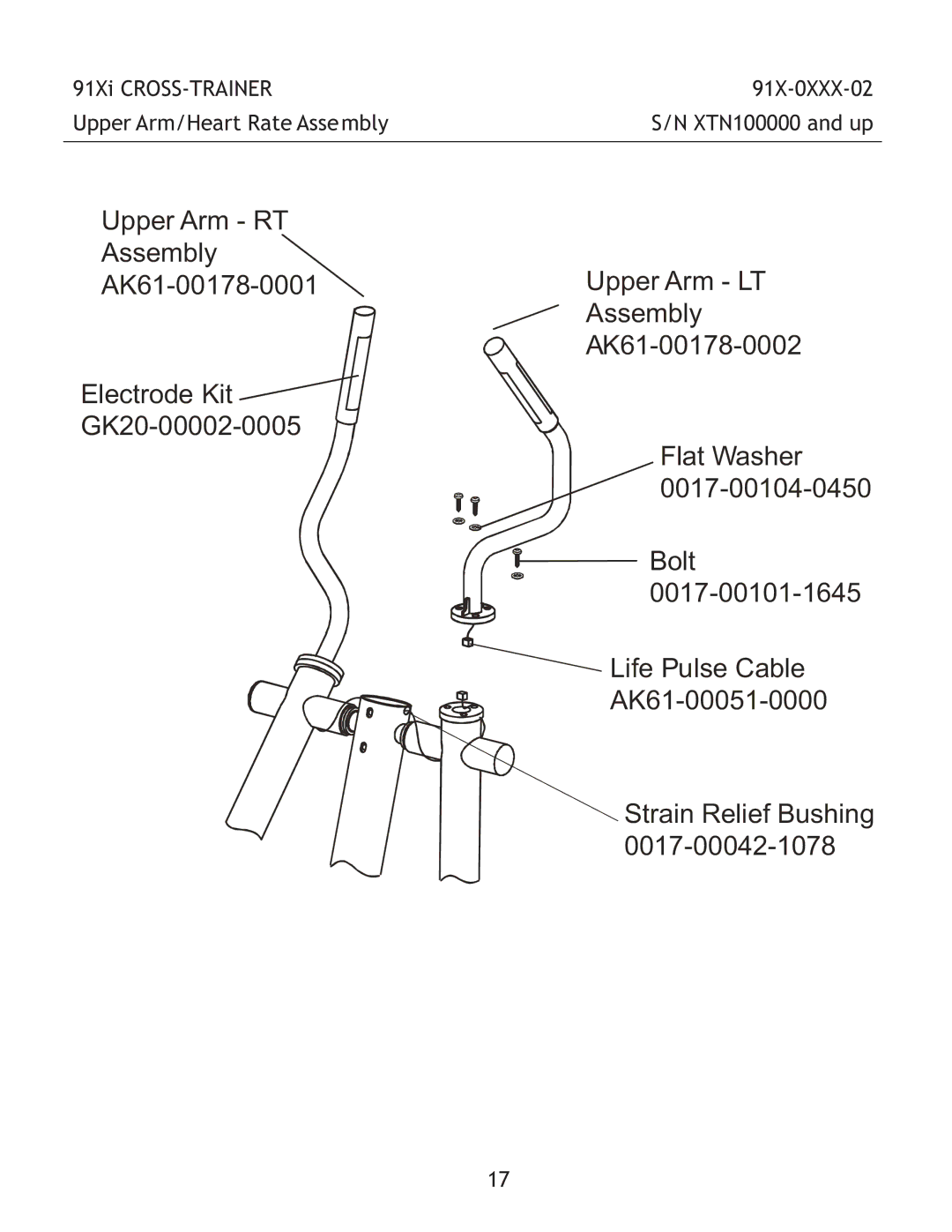 Life Fitness 91X-0XXX-02 manual XTN100000 and up 