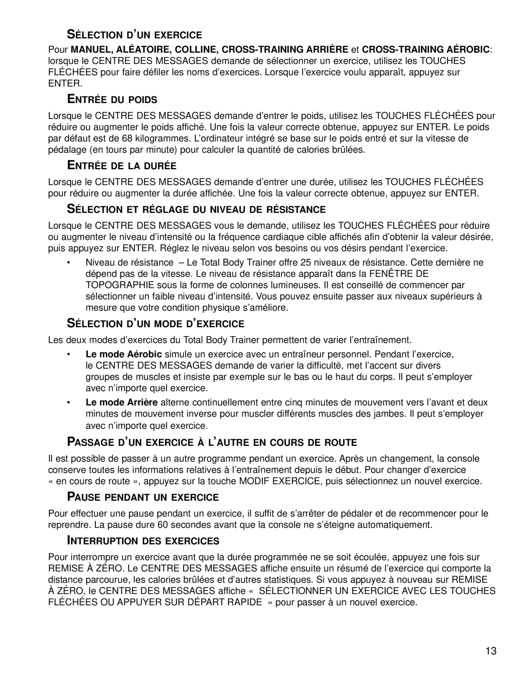 Life Fitness 91X Sélection D’UN Exercice, Entrée DU Poids, Entrée DE LA Durée, Sélection D’UN Mode D’EXERCICE 