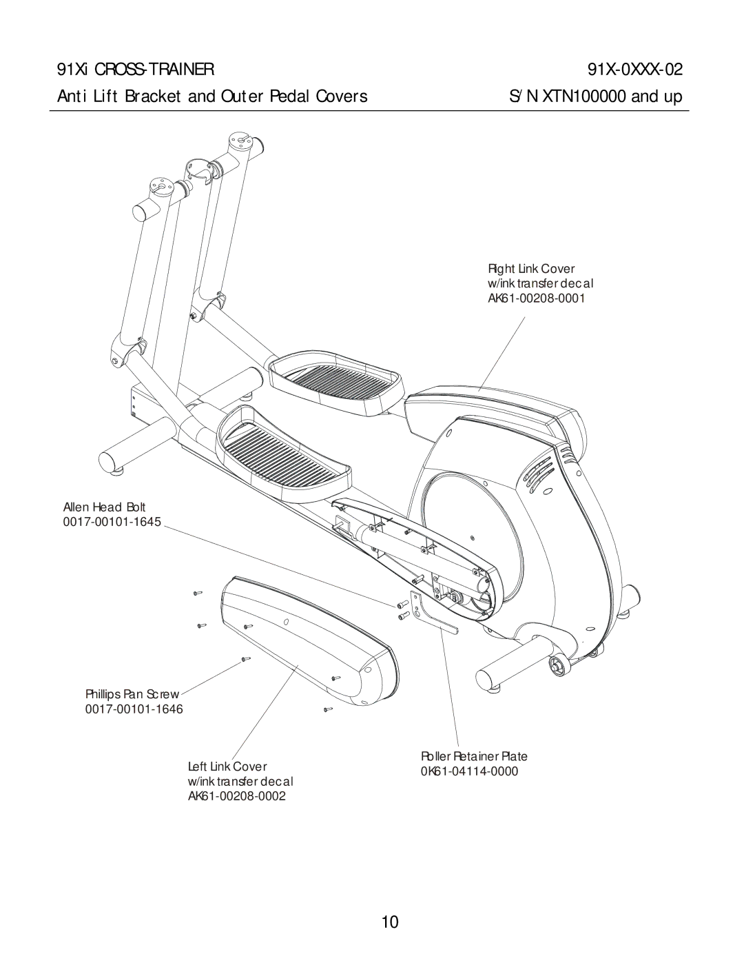 Life Fitness 91Xi manual XTN100000 and up 