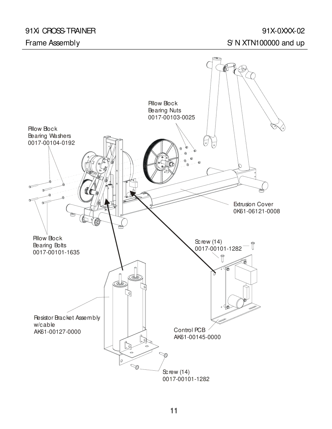 Life Fitness manual 91Xi CROSS-TRAINER 91X-0XXX-02 Frame Assembly 