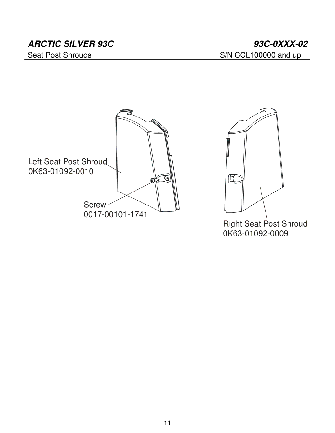 Life Fitness 93C manual Seat Post Shrouds 