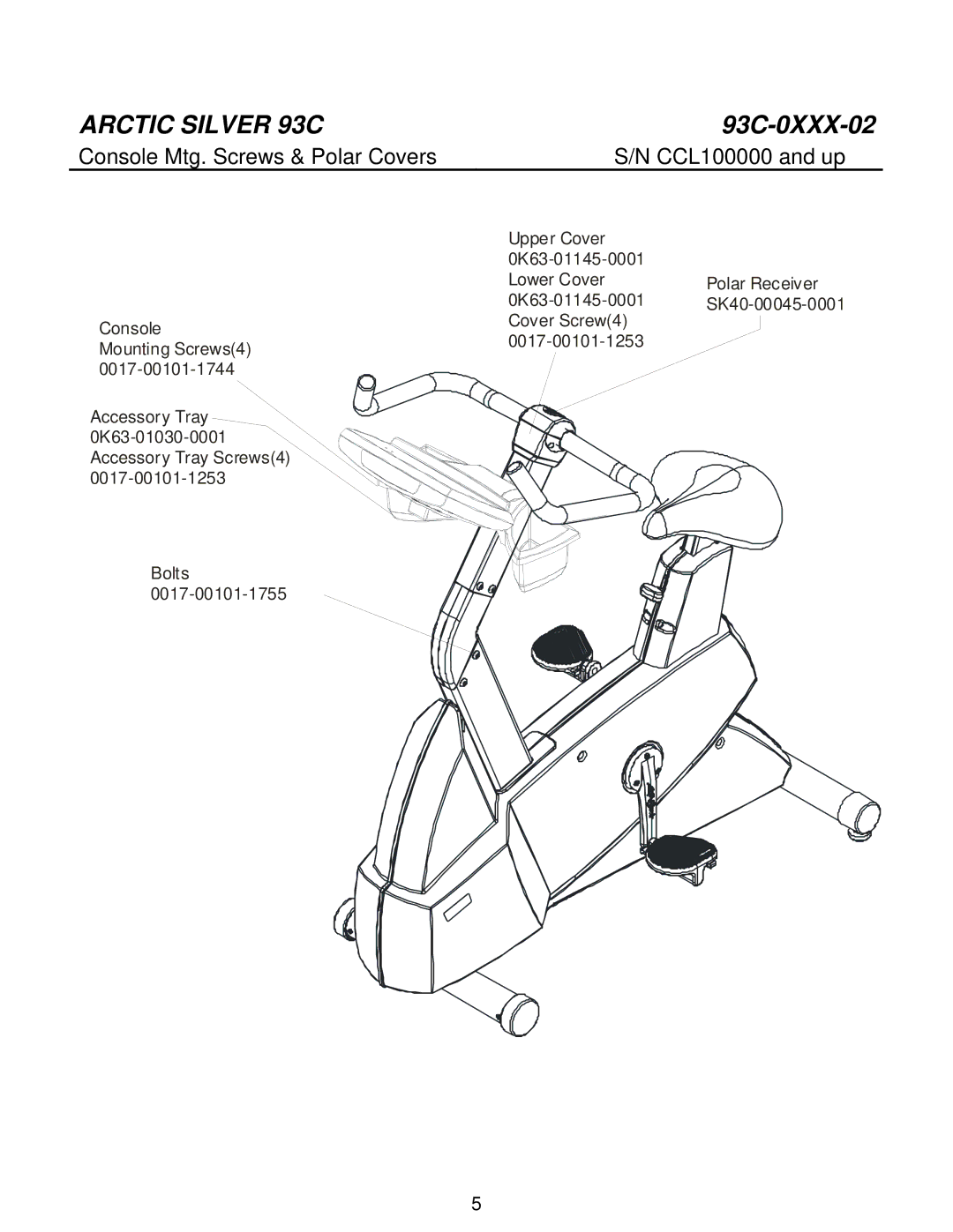 Life Fitness 93C manual Console Mtg. Screws & Polar Covers 