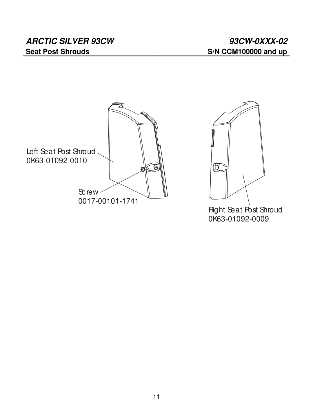 Life Fitness 93CW manual Seat Post Shrouds 