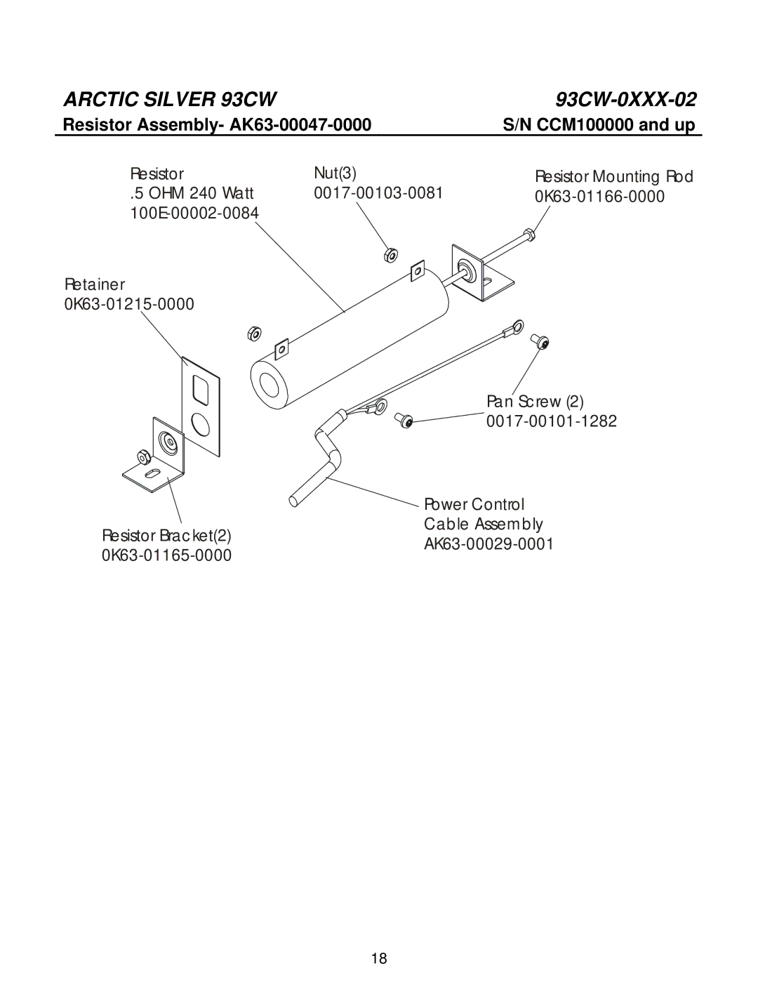 Life Fitness 93CW manual Resistor Assembly- AK63-00047-0000 