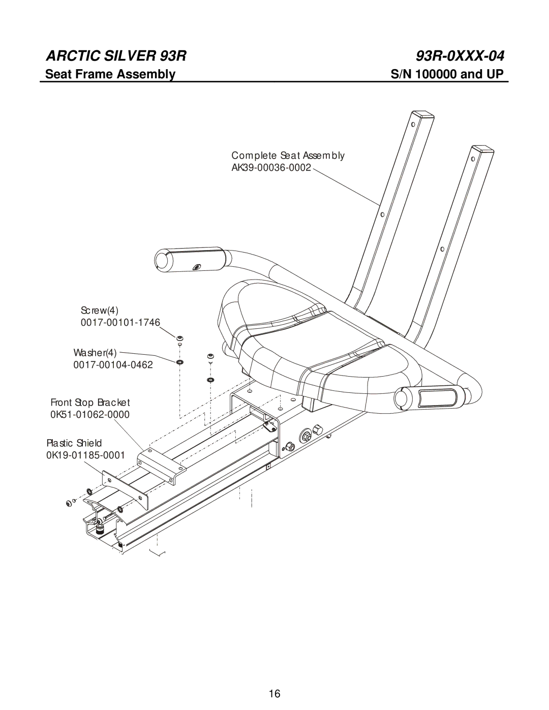 Life Fitness 93R manual Seat Frame Assembly 