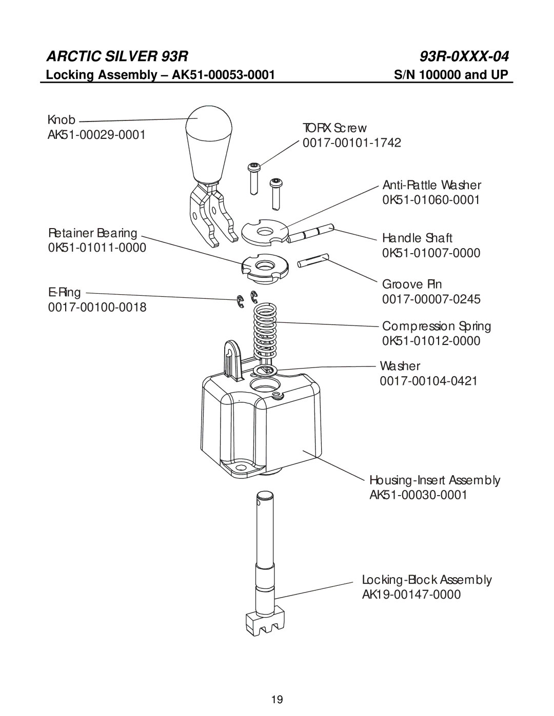 Life Fitness 93R manual Locking Assembly AK51-00053-0001 