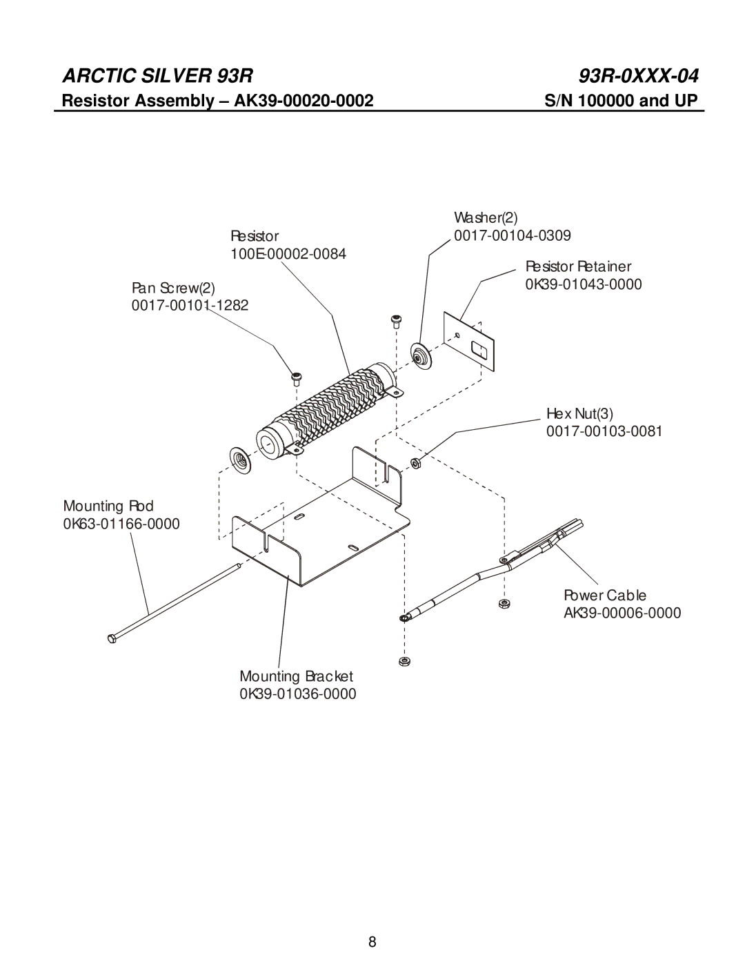 Life Fitness 93R manual Resistor Assembly AK39-00020-0002 