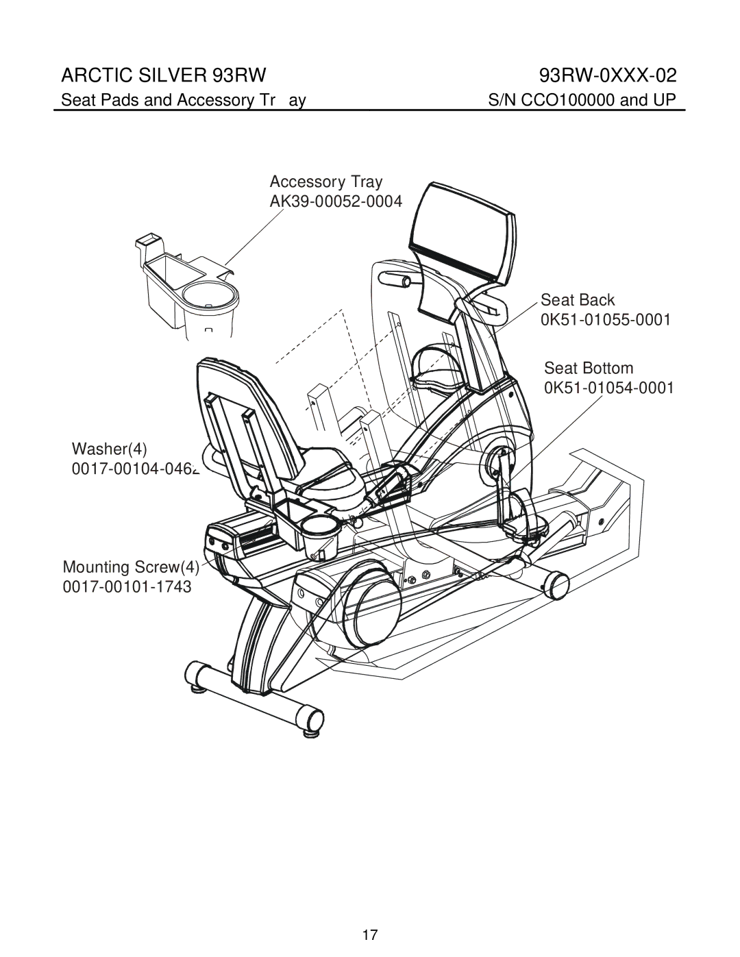 Life Fitness 93RW manual Seat Pads and Accessory Tray 