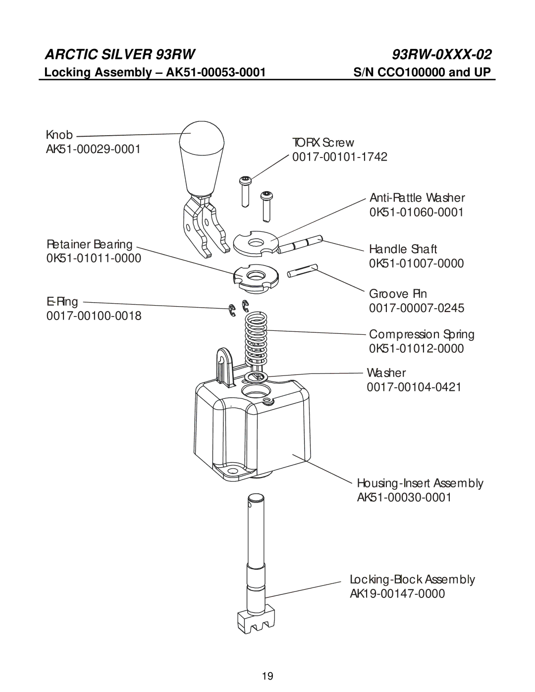 Life Fitness 93RW manual Locking Assembly AK51-00053-0001 