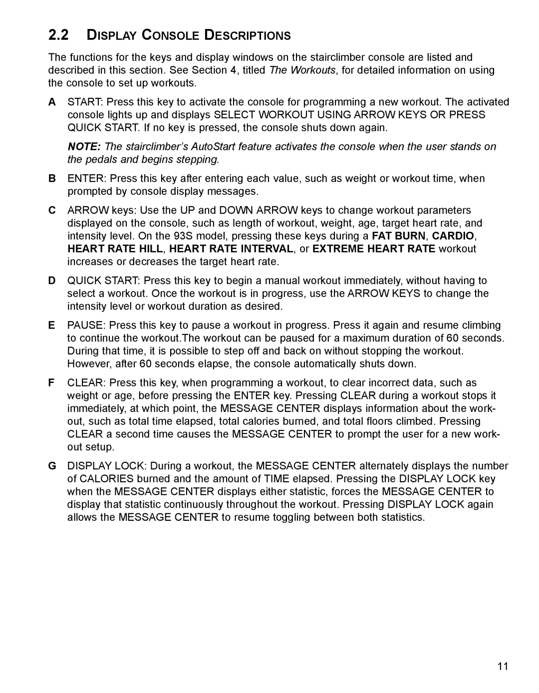 Life Fitness 90S, 93S specifications Display Console Descriptions 