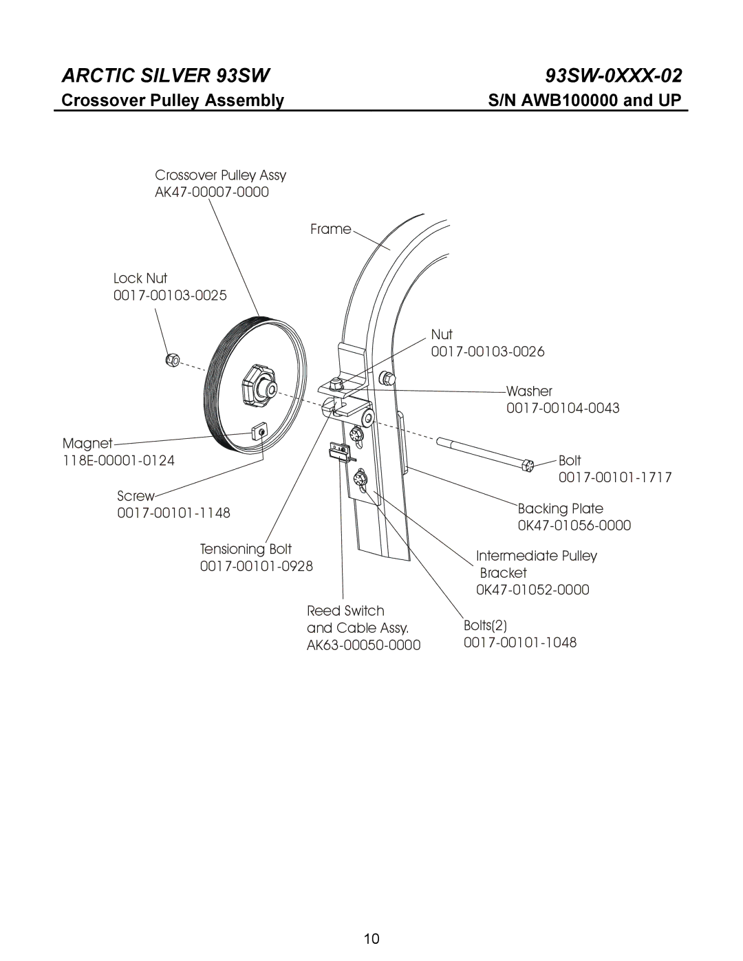 Life Fitness 93SW manual Crossover Pulley Assembly 