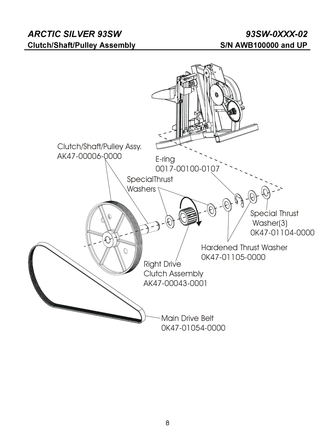 Life Fitness 93SW manual Clutch/Shaft/Pulley Assembly 