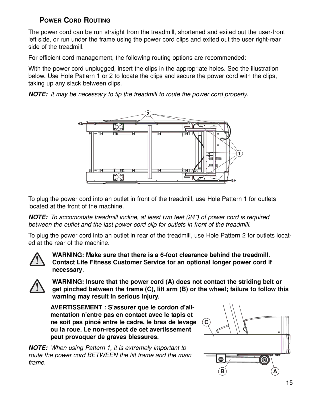 Life Fitness 93T operation manual Power Cord Routing 