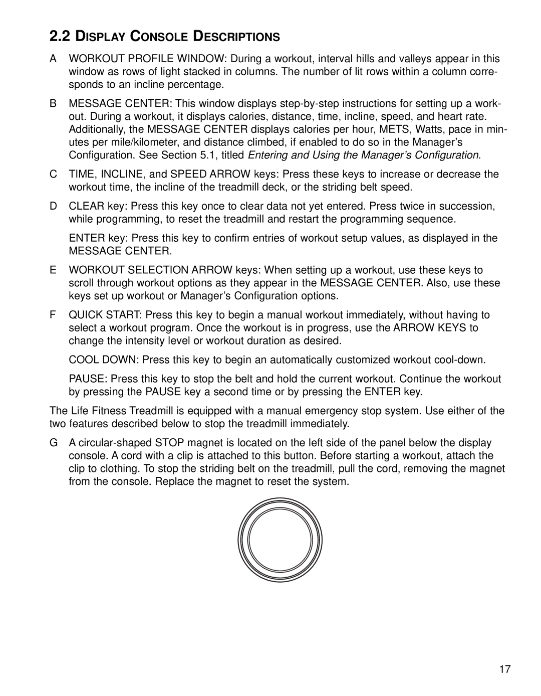 Life Fitness 93T operation manual Display Console Descriptions, Message Center 