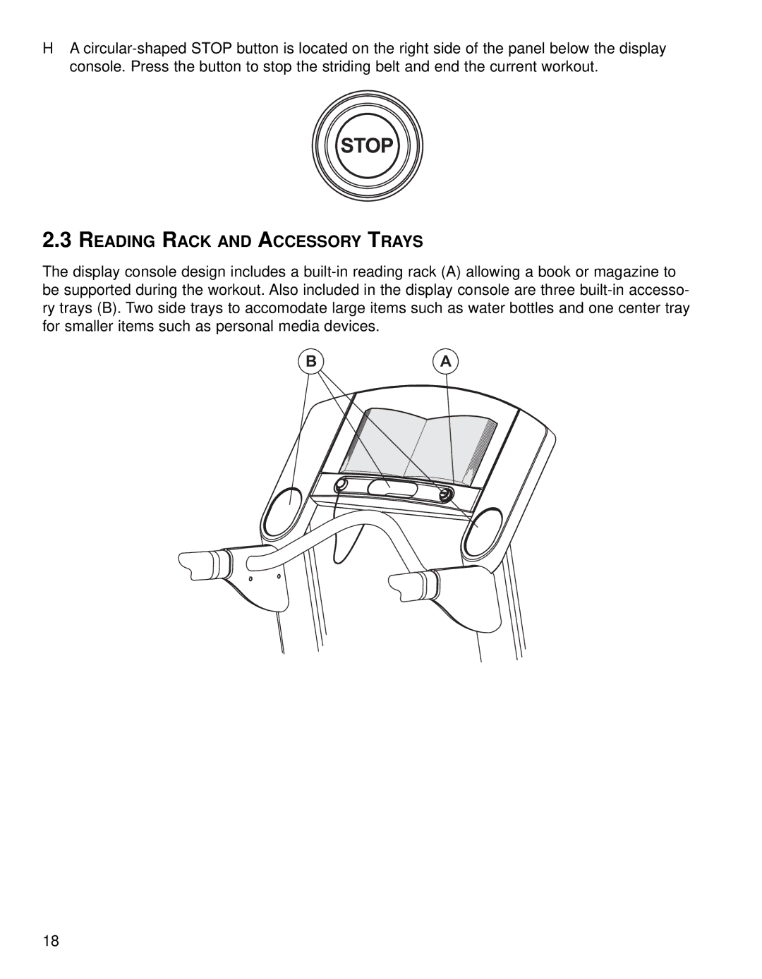 Life Fitness 93T operation manual Reading Rack and Accessory Trays 