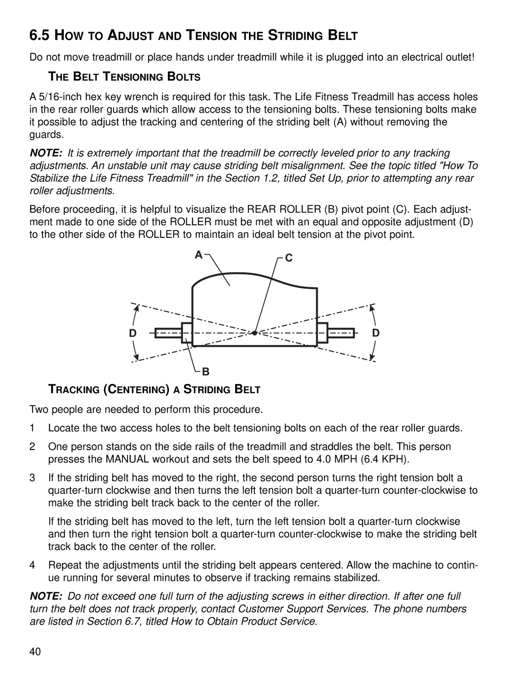 Life Fitness 93T HOW to Adjust and Tension the Striding Belt, Belt Tensioning Bolts, Tracking Centering a Striding Belt 