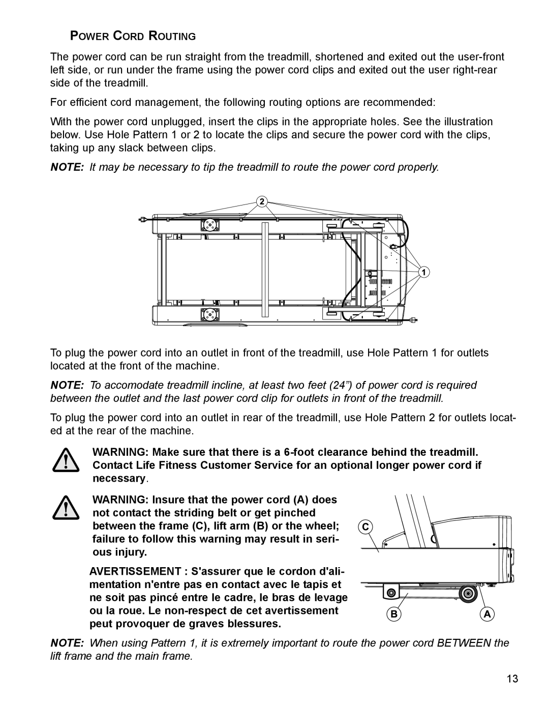 Life Fitness 93T operation manual Power Cord Routing 