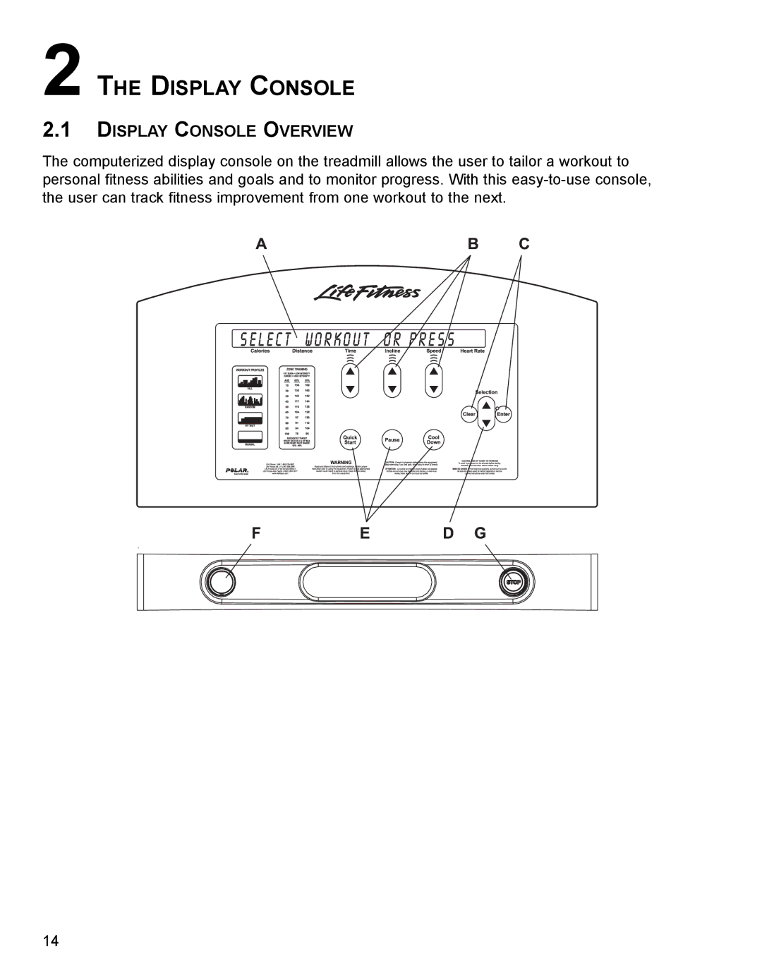 Life Fitness 93T operation manual Display Console Overview 