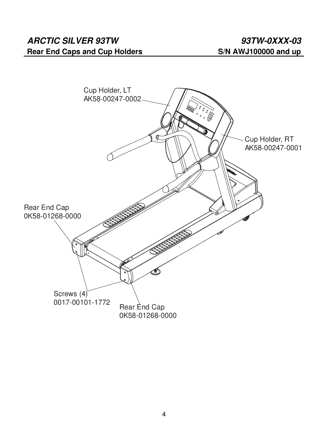 Life Fitness 93tw manual Rear End Caps and Cup Holders 