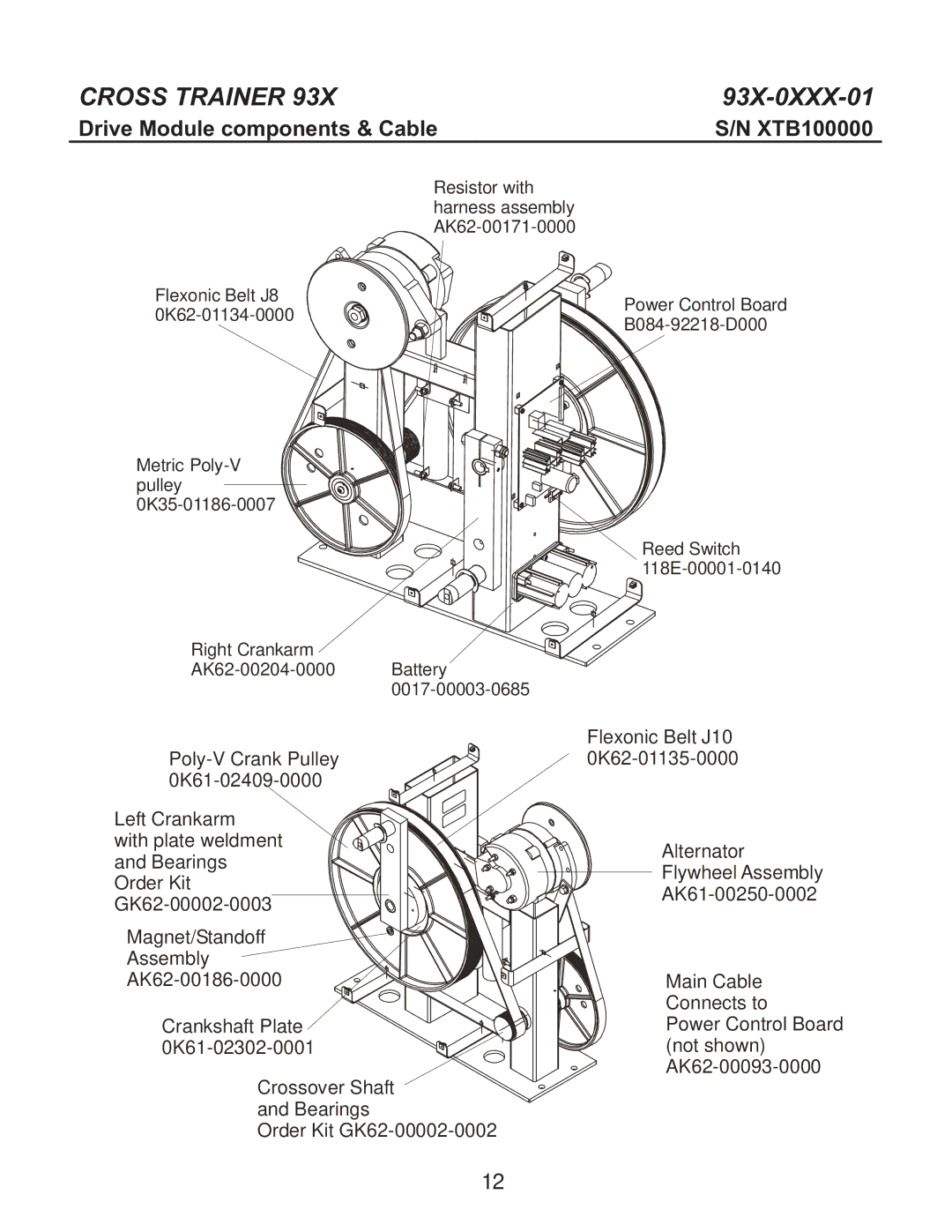 Life Fitness 93X-0XXX-01 manual Drive Module components & Cable 