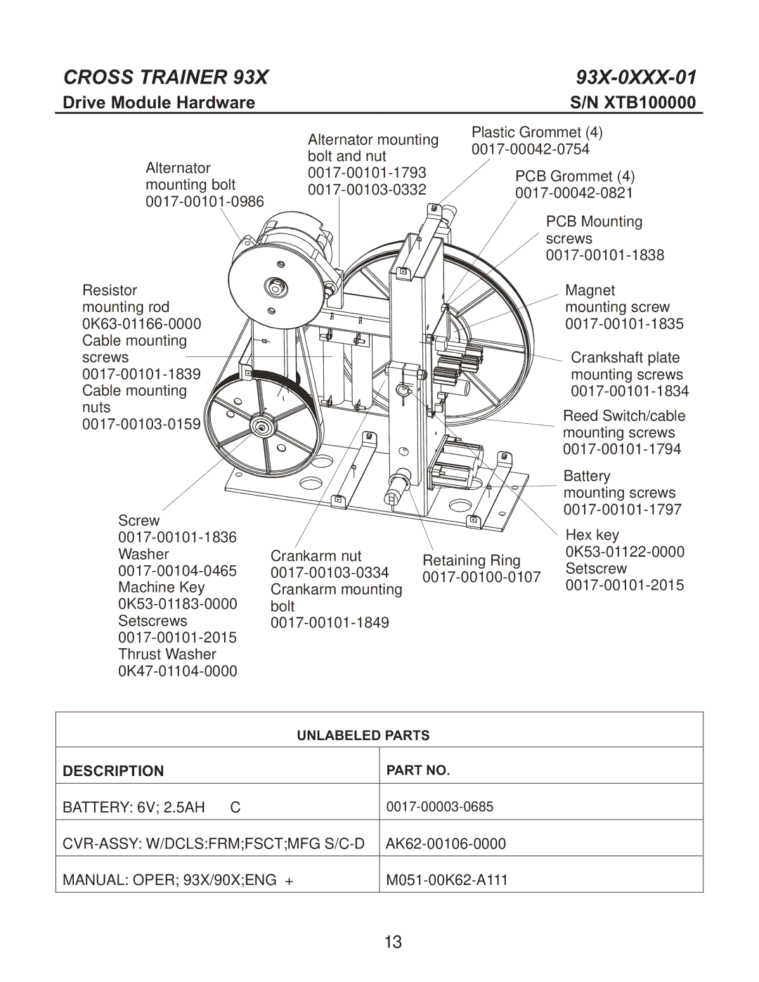 Life Fitness 93X-0XXX-01 manual Drive Module Hardware, Description 