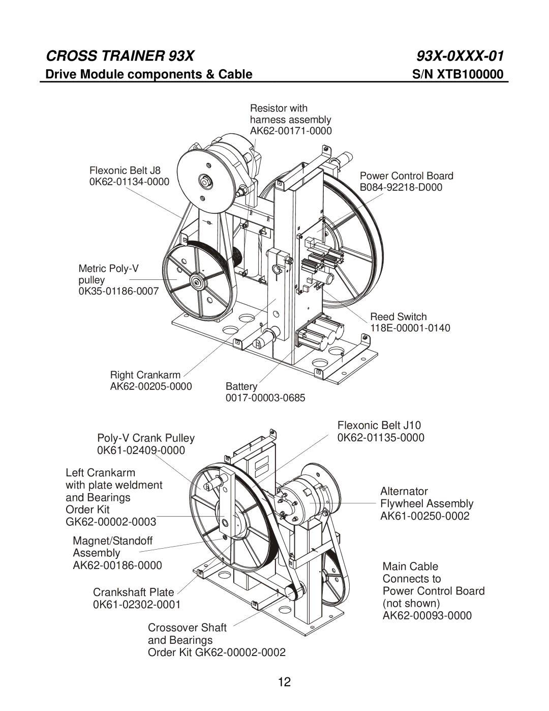 Life Fitness 93X-0XXX-01 manual Drive Module components & Cable 