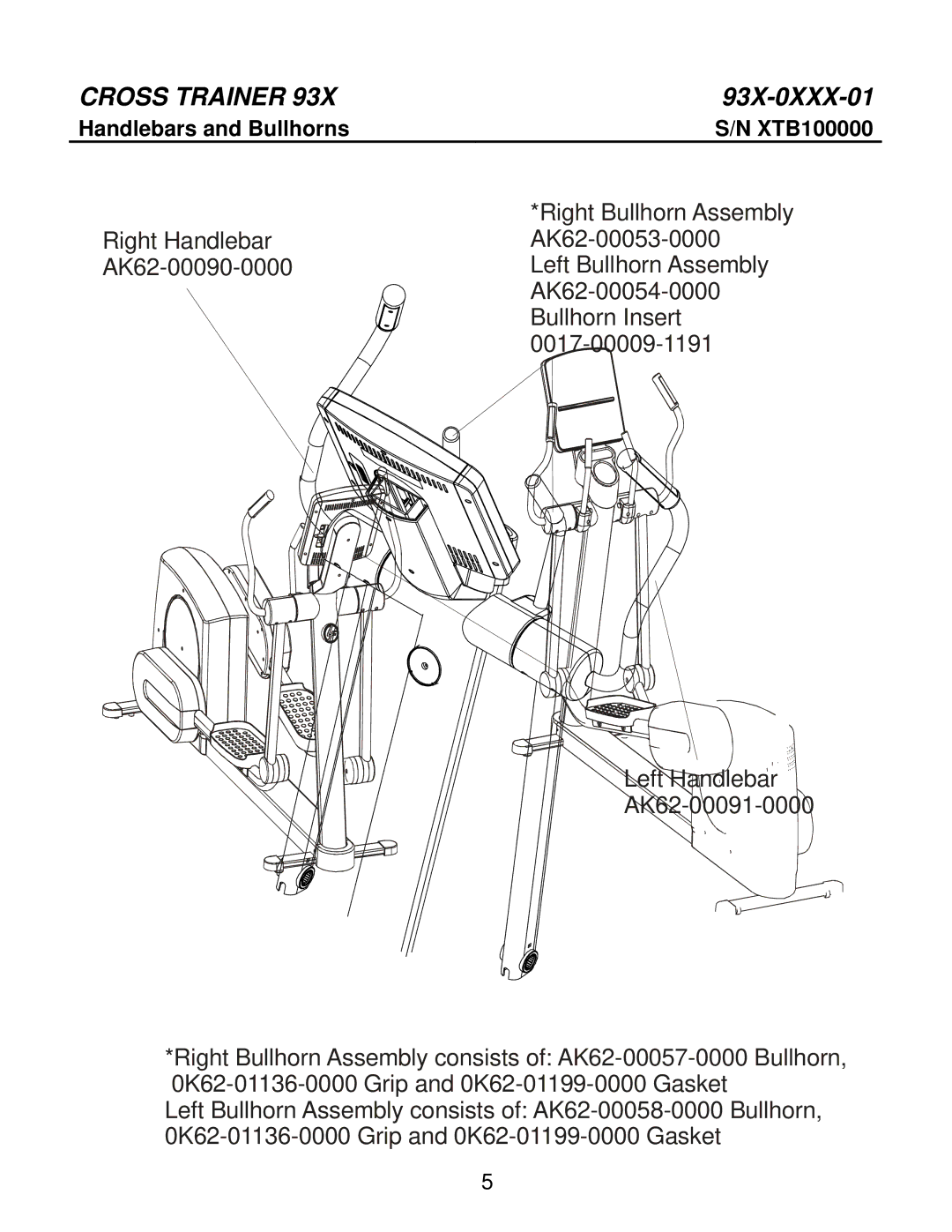 Life Fitness 93X-0XXX-01 manual Handlebars and Bullhorns 